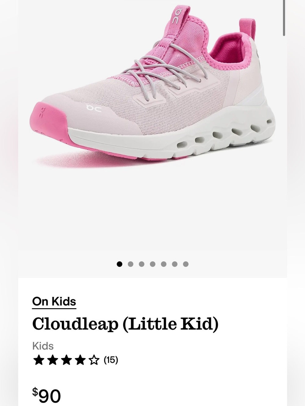 On Running Kids Cloudleap Little Kid Lightweight Pink Sneakers 1.5 girls shoes